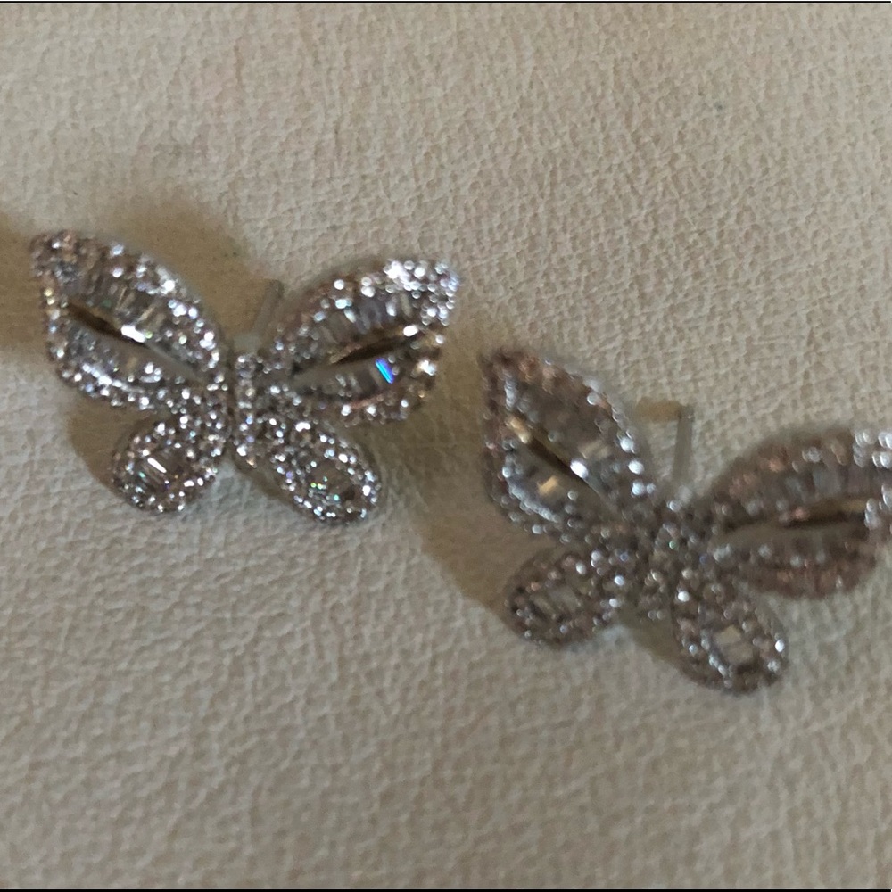 White Topaz Butterfly Earrings